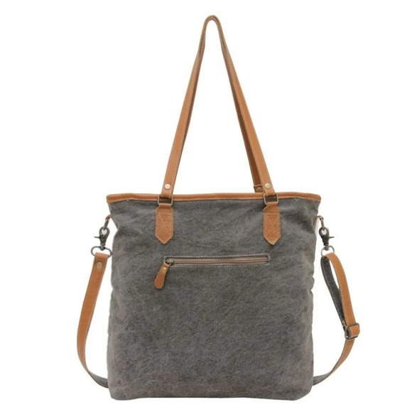NWT Myra Bag Boho Leather & Canvas Tote Shoulder Bag - Picture 4 of 7